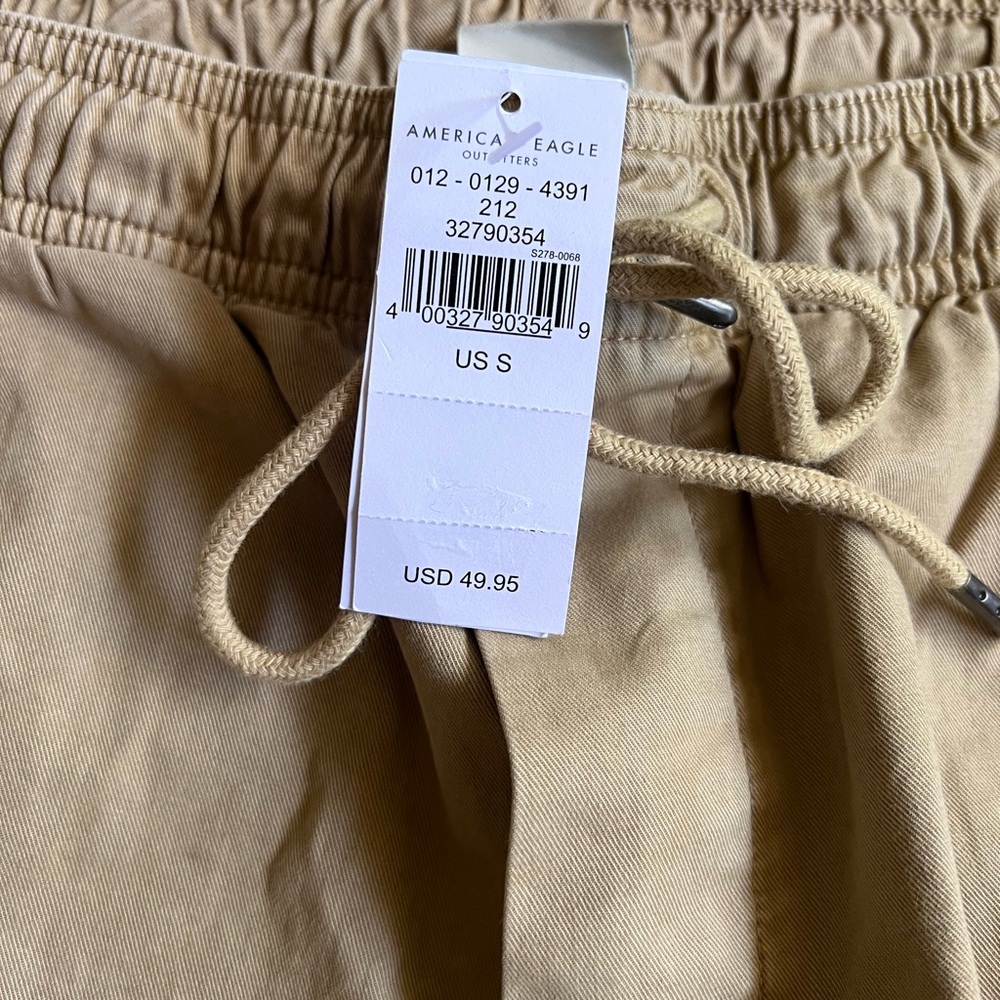 NWT American Eagle Outfitters Tan Drawstring Pants Size S - Picture 2 of 5